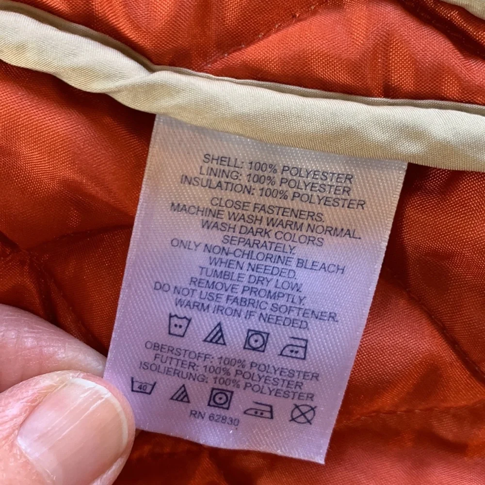 LANDS End quilted tan jacket size Medium - Picture 6 of 7